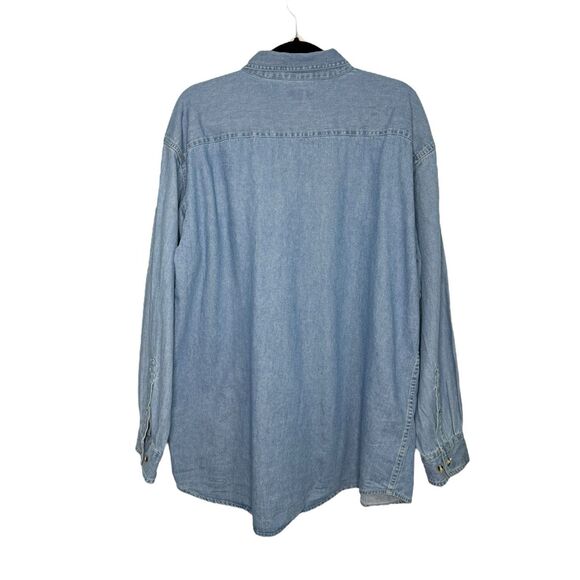 Vintage Cat Lovers Women’s Large Long Sleeve Button Down Denim Shirt Hipster 90s - Picture 3 of 5